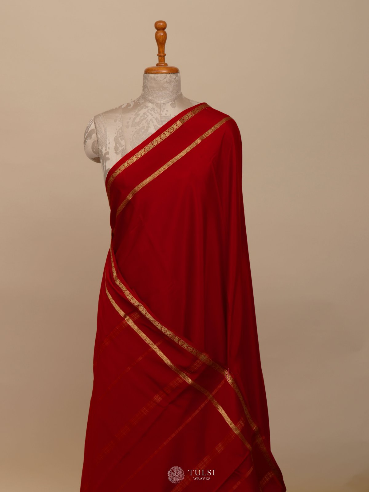 Bright Red Mysore Silk Saree