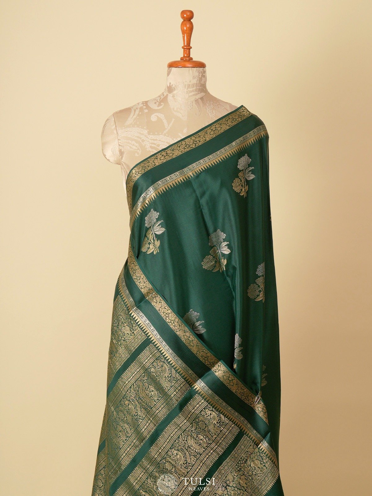 Bottle Green Mysore Silk Saree