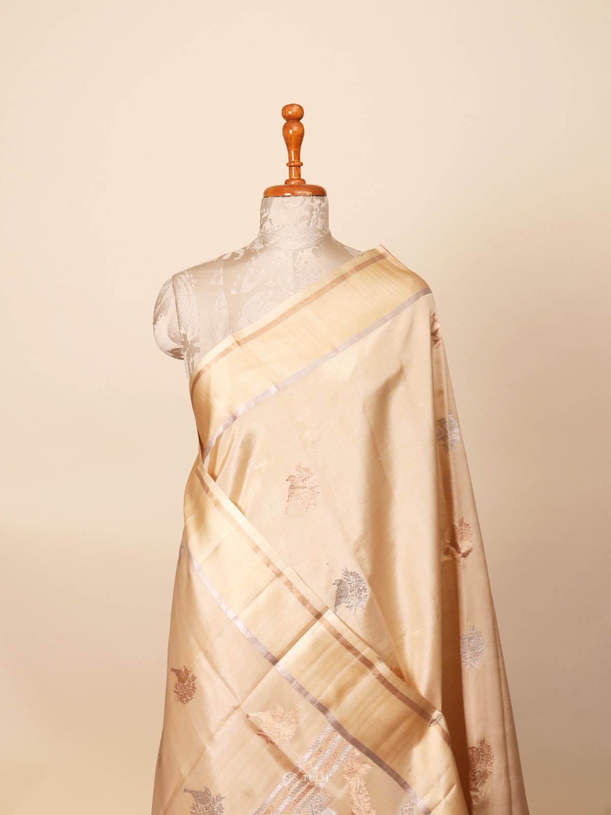 Off White Mashru Silk Saree