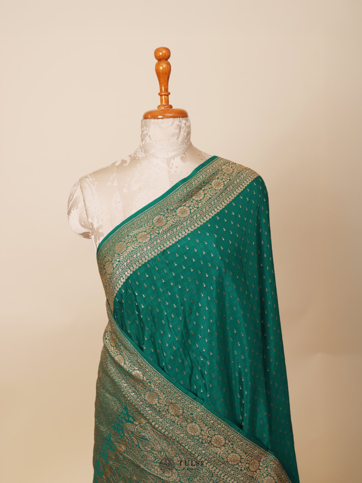 Green Woven Banaras Crepe