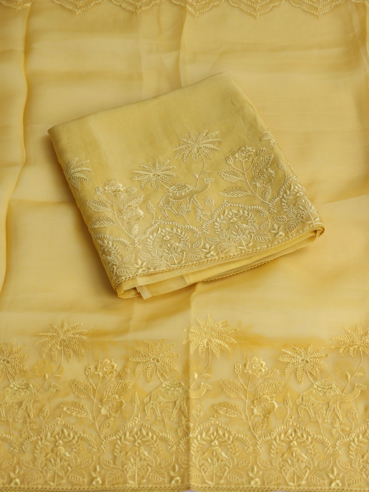 Yellow Organza Salwar Material