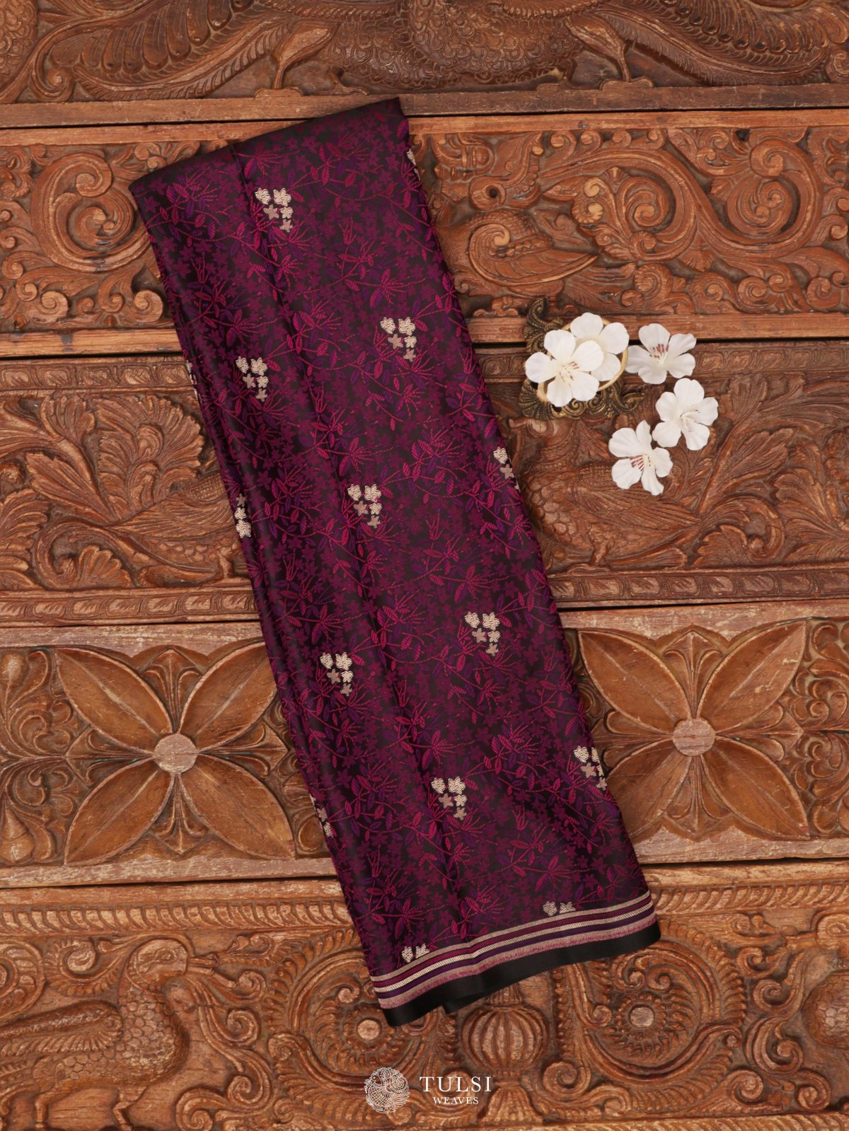 Black Satin Banaras Silk Blouse