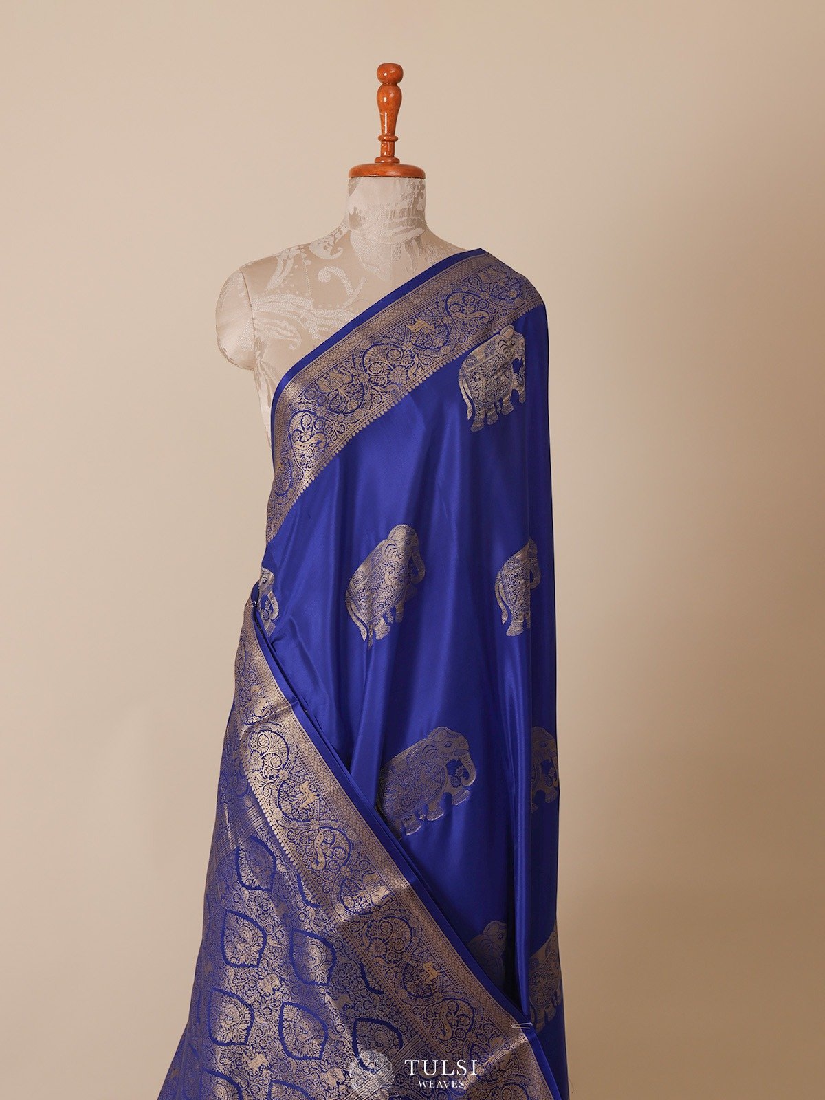 Royal Blue Mysore Silk Saree with Self Zari Border