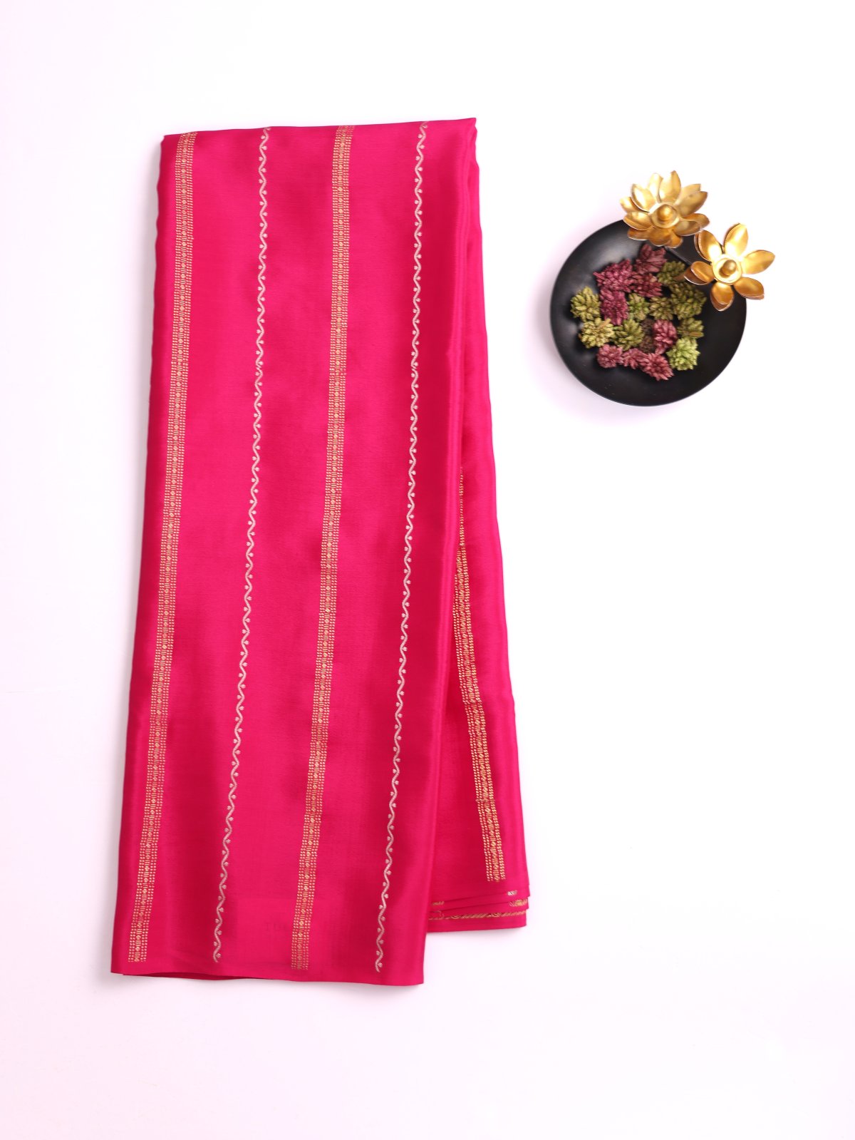 Rani Pink Striped Mysore Silk Saree