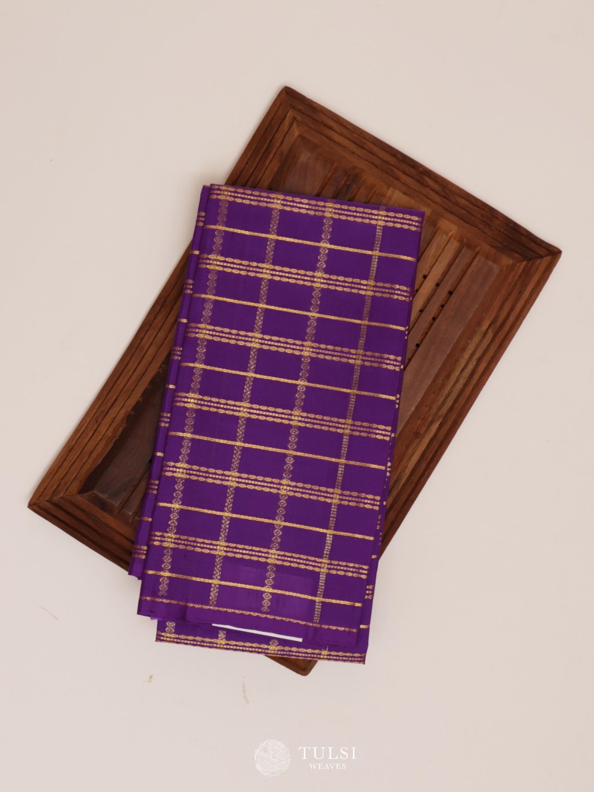 Violet Checked Kanjeevaram Silk Blouse