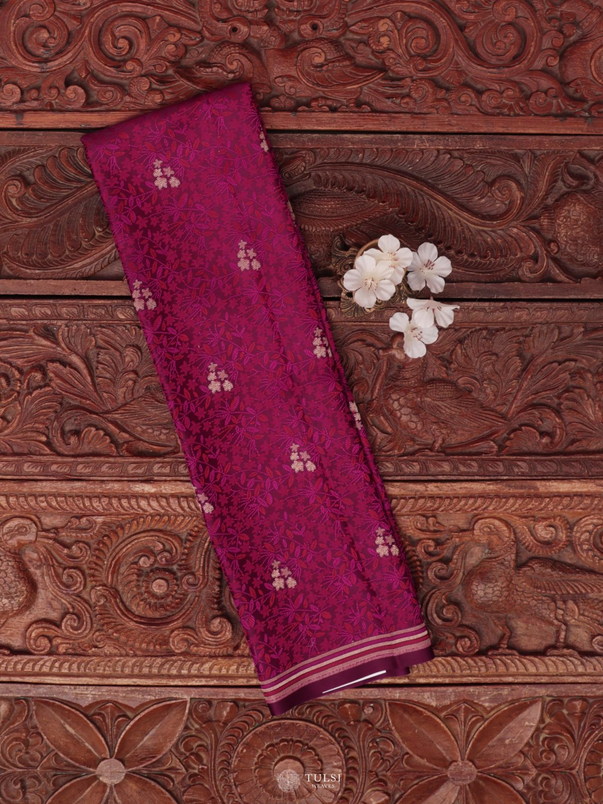 Burgundy Satin Banaras Silk Blouse