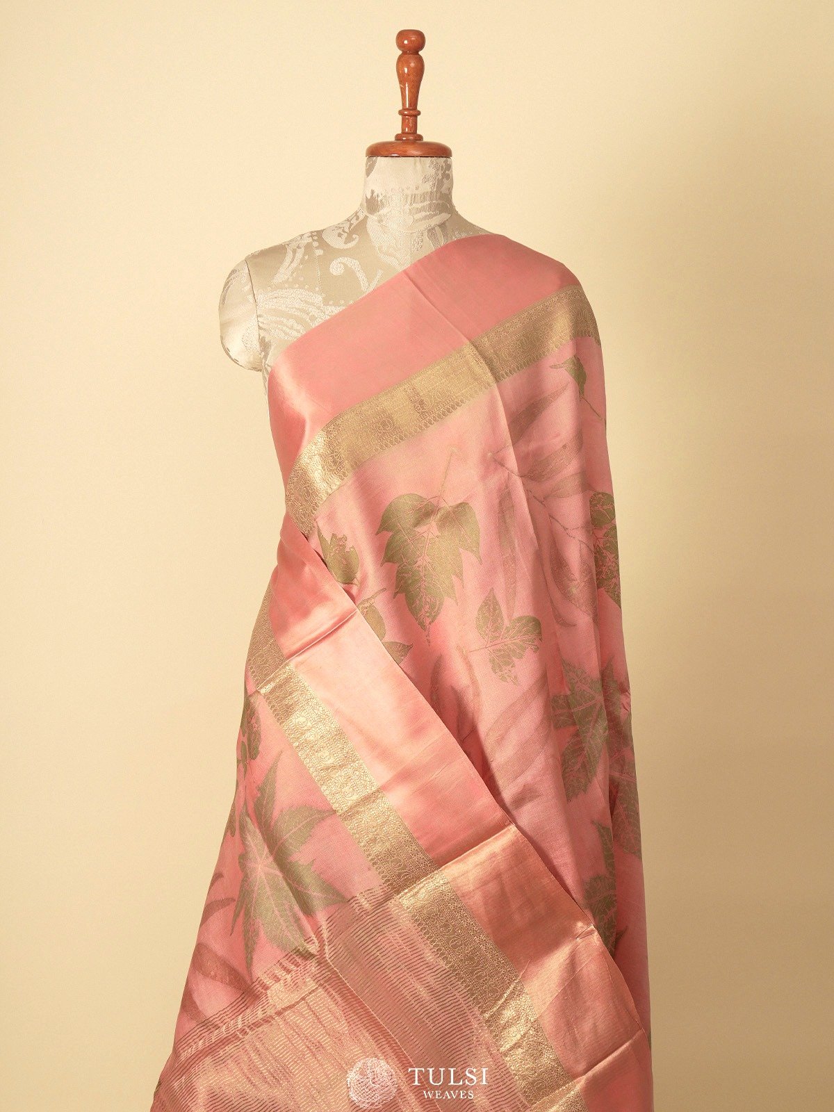 Dusty Pink Munga Tussar Silk Saree