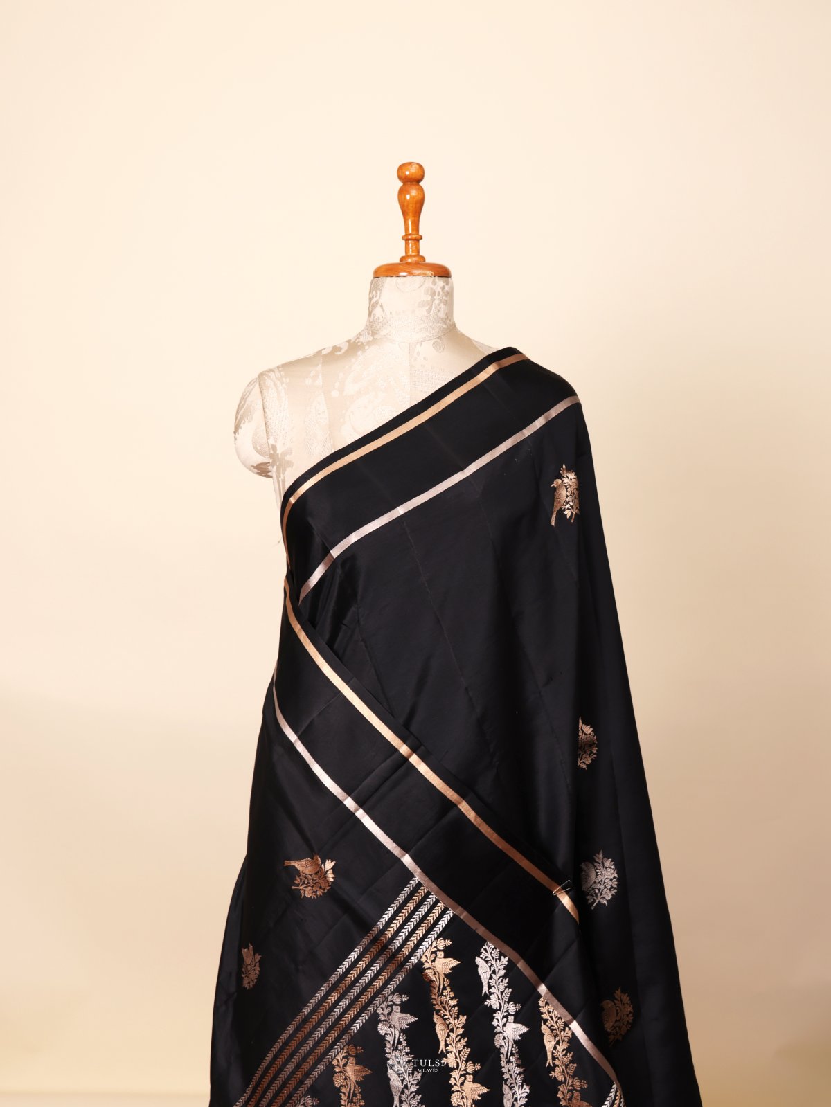 Black Mashru Silk Saree
