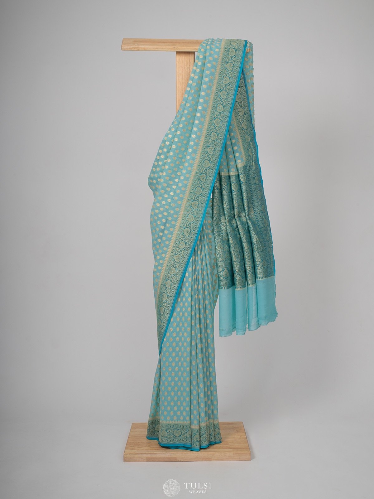 Light Blue Banarasi Georgette Silk Saree