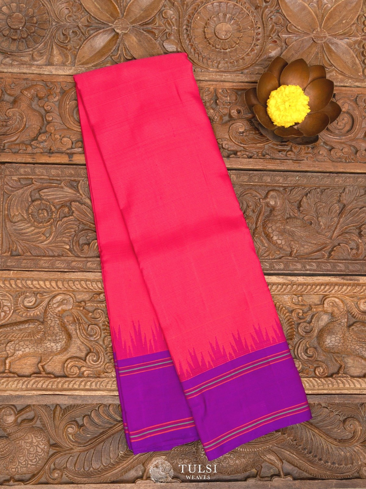 Multi Color Checked Kanjeevaram Silk Saree