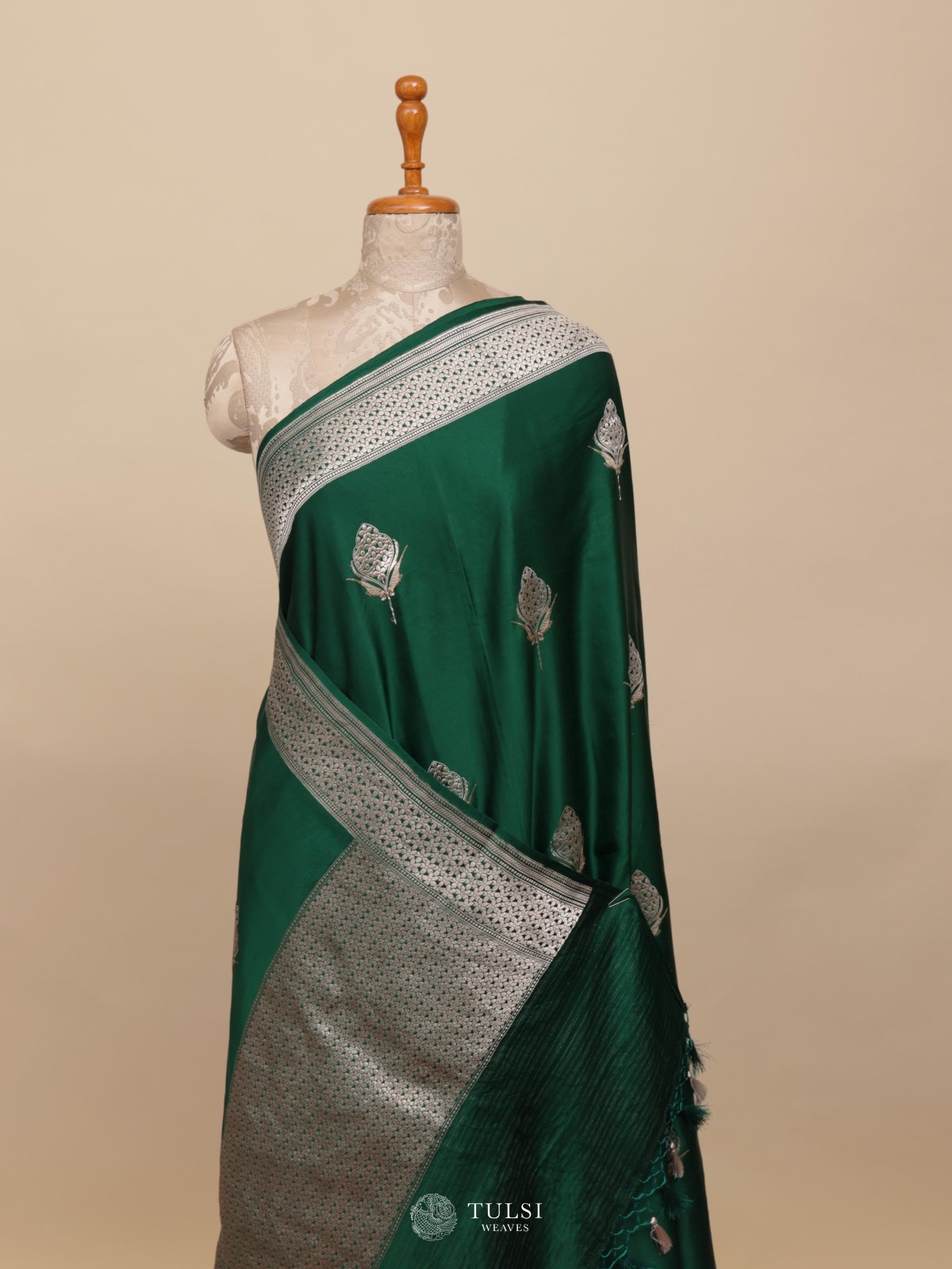 Emerald Green Mashru Silk Saree