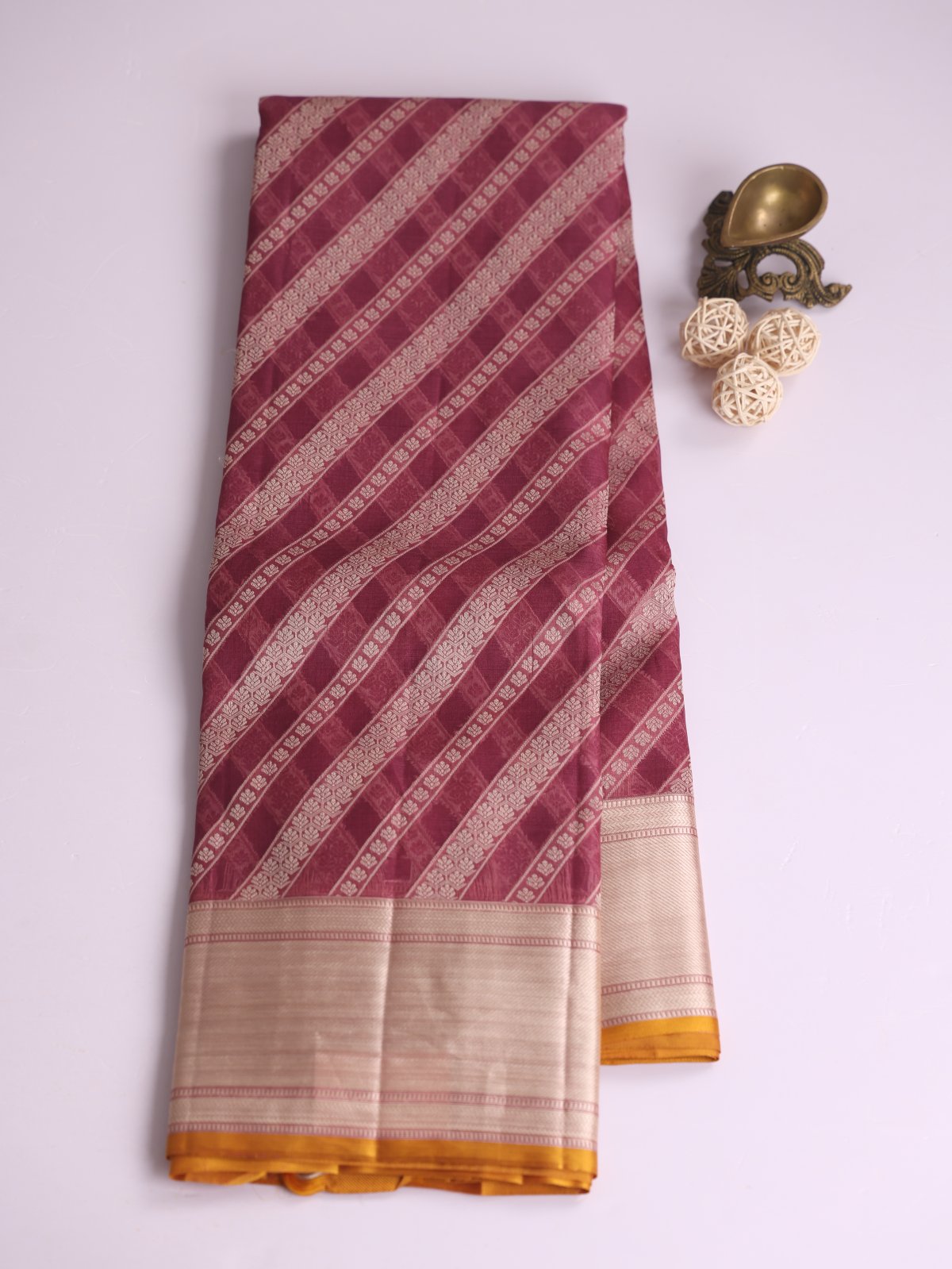 Wine Kanjeevaram Organza Saree