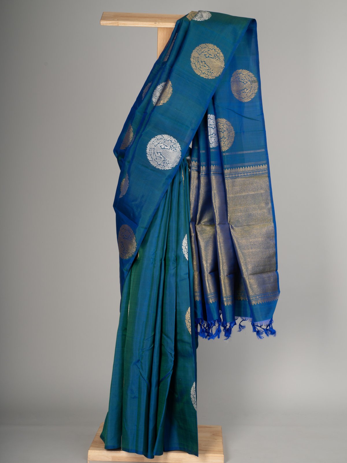 Peacock Blue Kanjeevaram Silk Saree