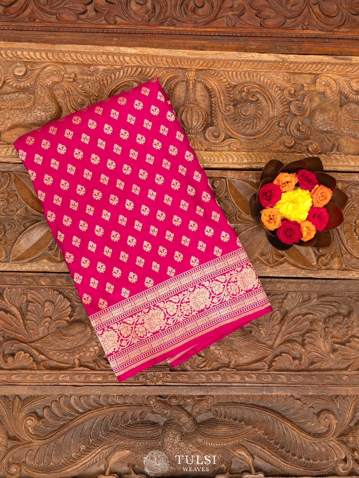 Rani Pink Banaras Silk Saree