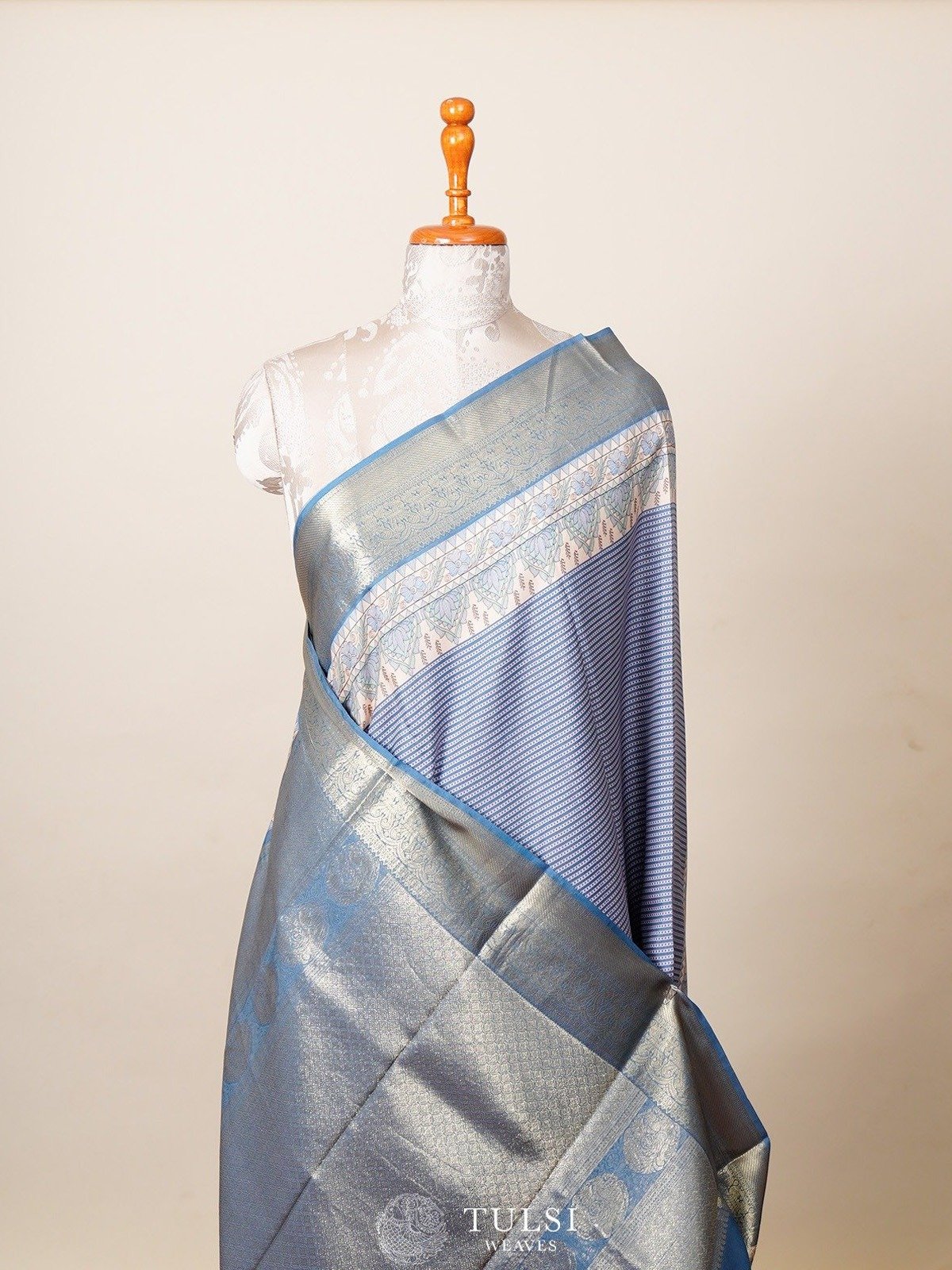 Multi Color Printed Kanjeevaram Silk Saree with Rettapett Border