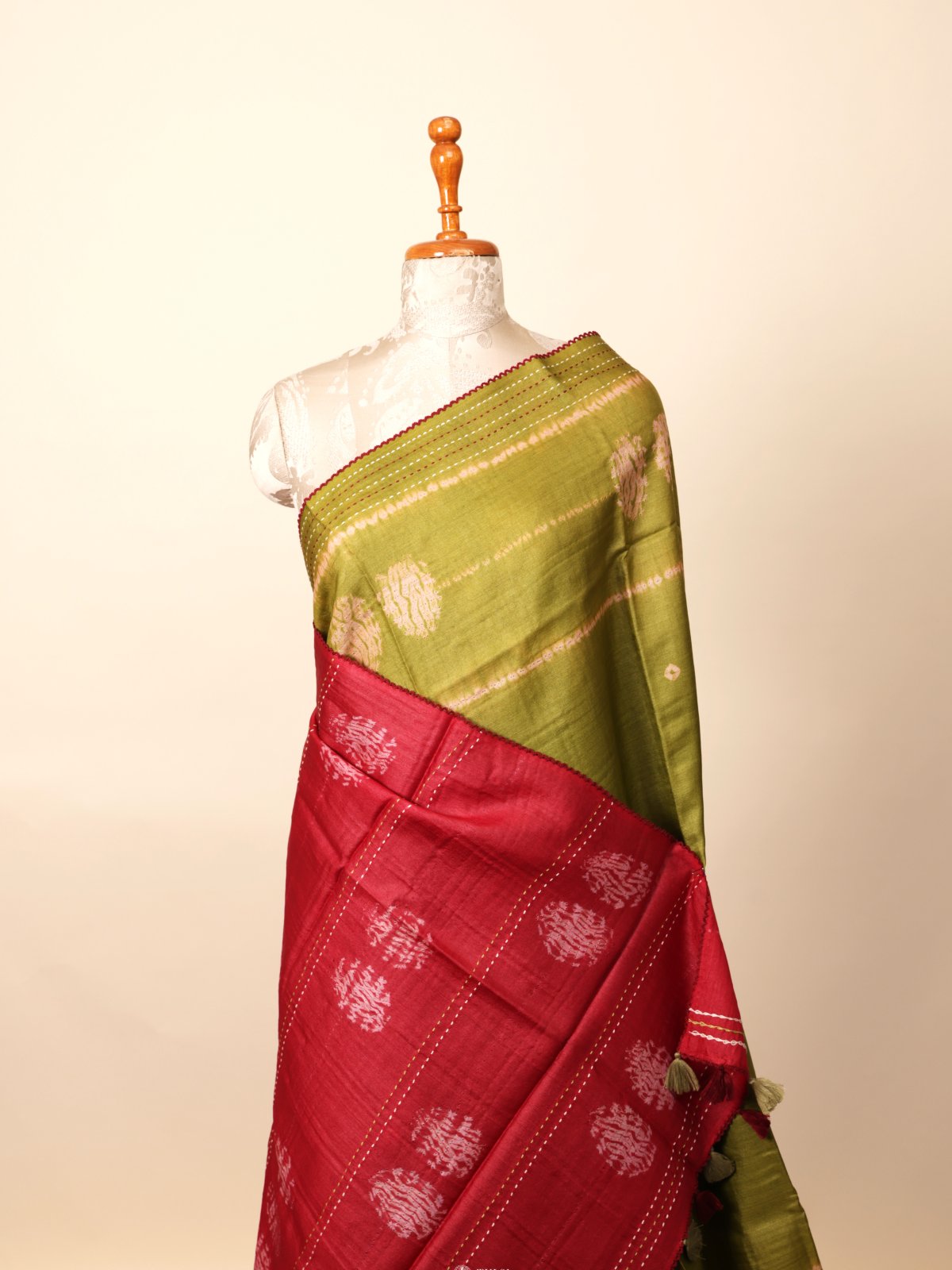Mehndi Green Shibori Tussar Silk Saree