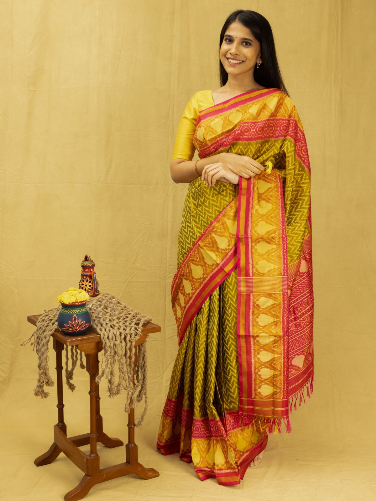 Buy Peach Tussar Printed Saree T463797