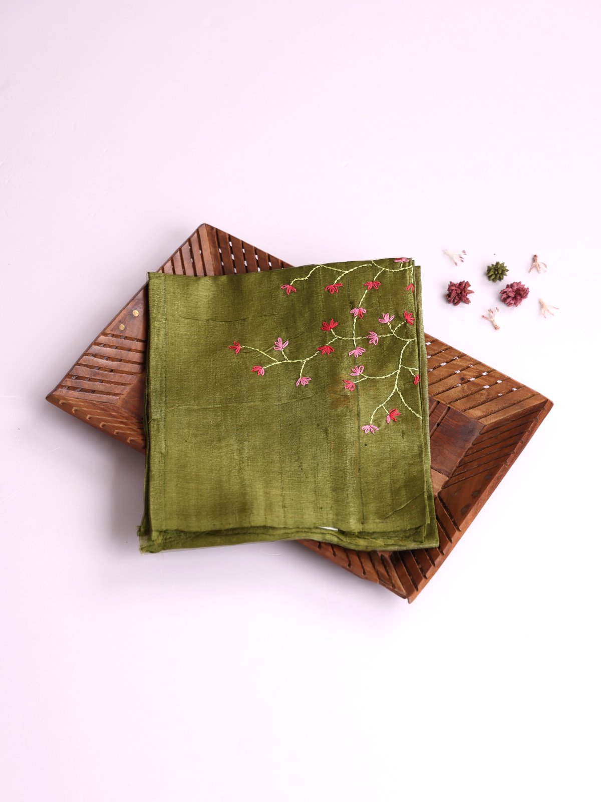Dusty Mehndi Green Embroidered Tussar Silk Blouse