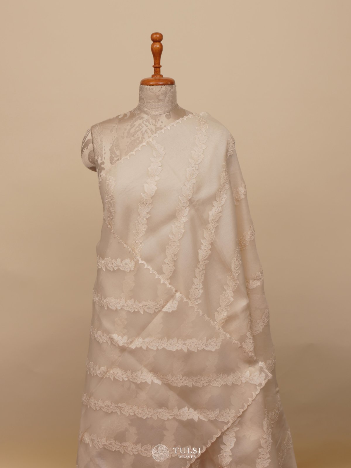 White Organza Embroidery Saree