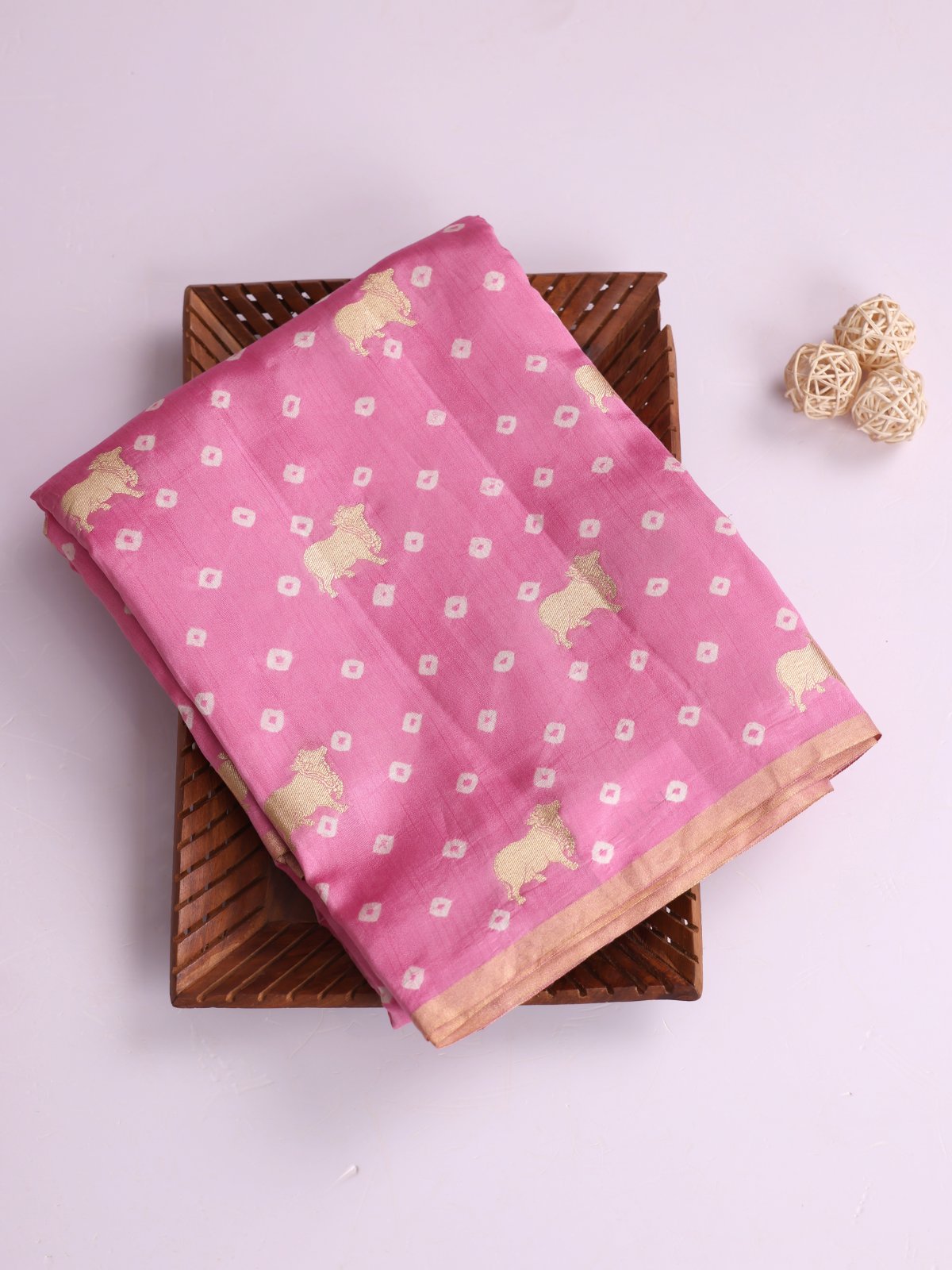 Pink Printed Chaniya Silk Saree