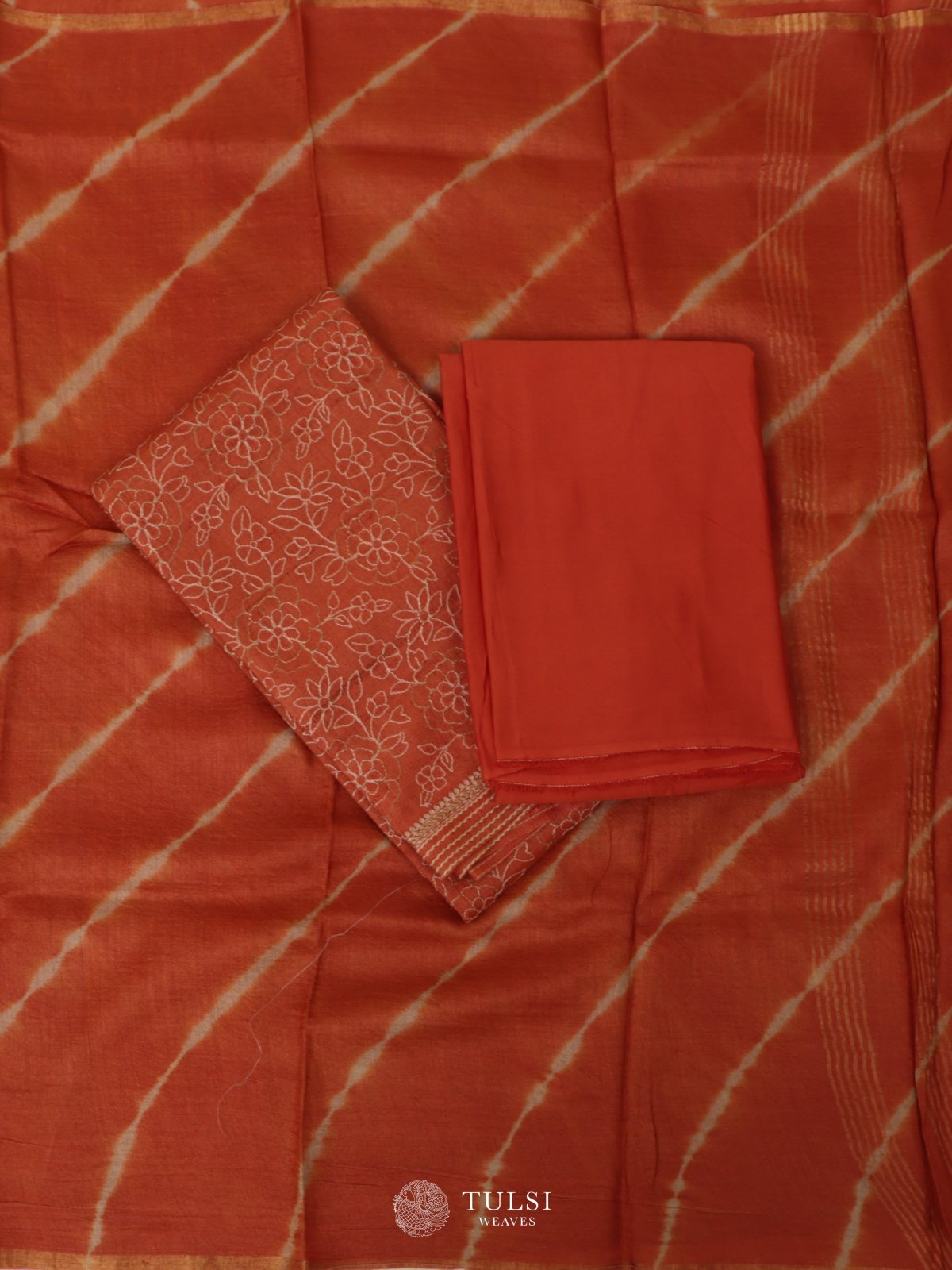 Rust Orange Tussar Salwar Material