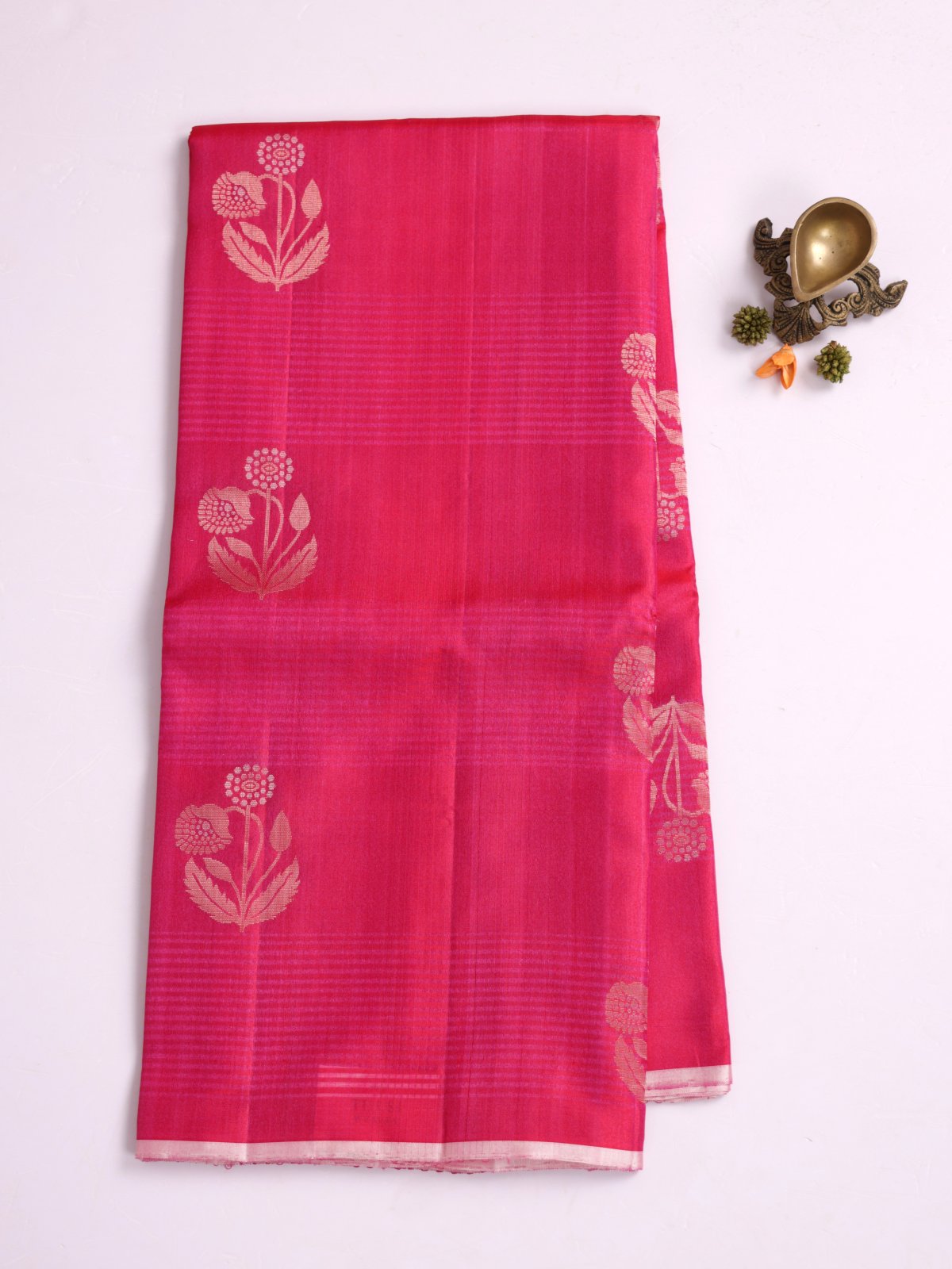 Dark Pink Soft Silk Tussar Saree