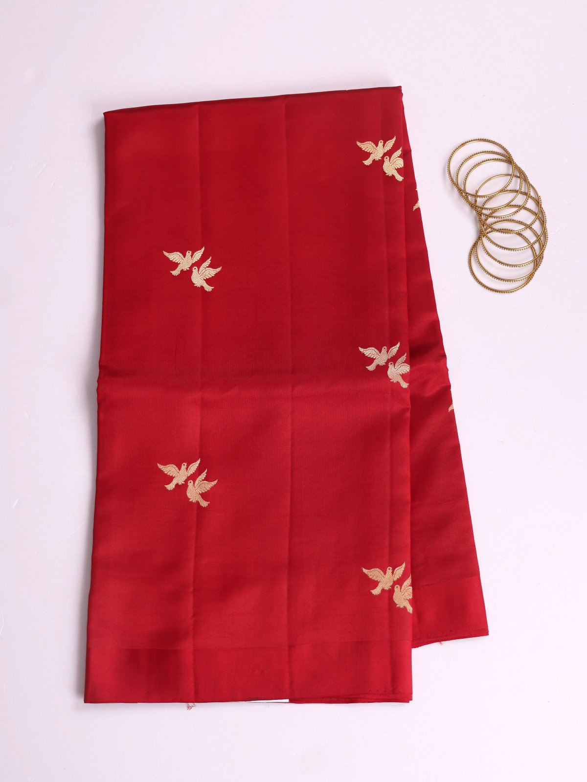 Red Mashru Silk Saree With Satin Border