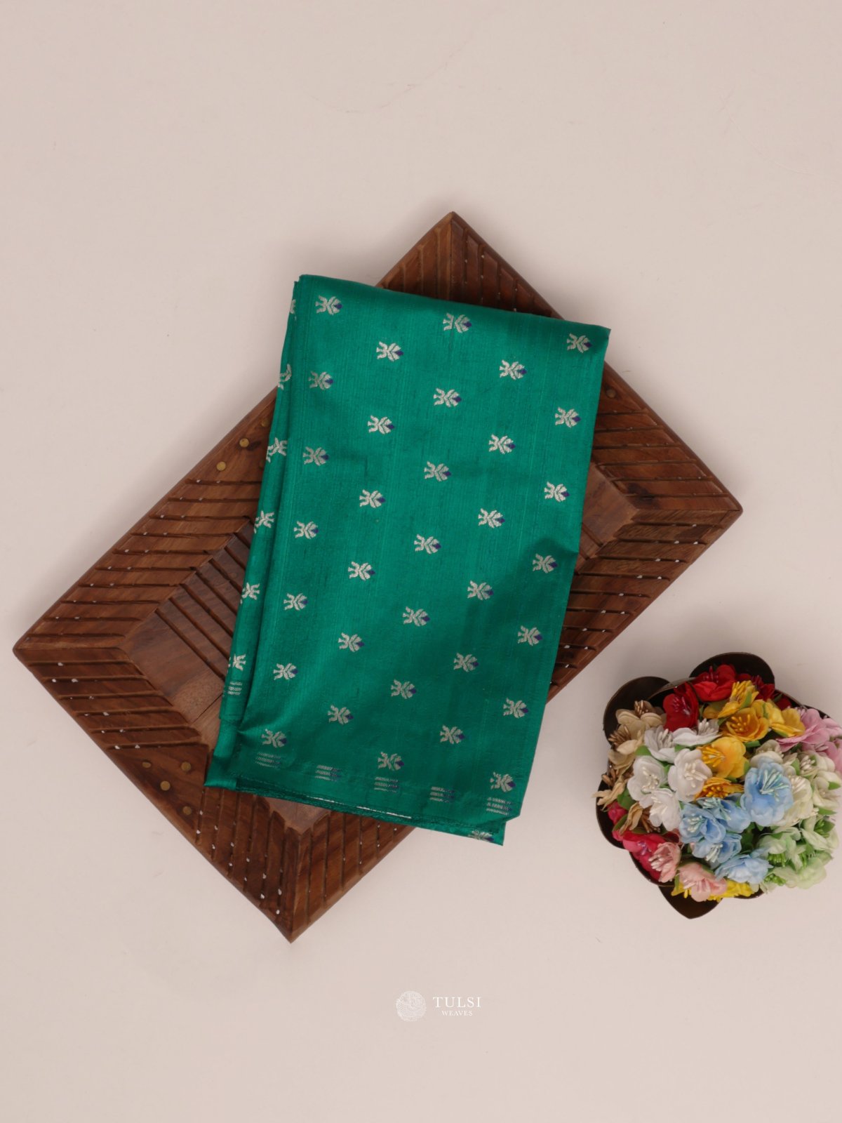 Teal Green Raw Silk Blouse