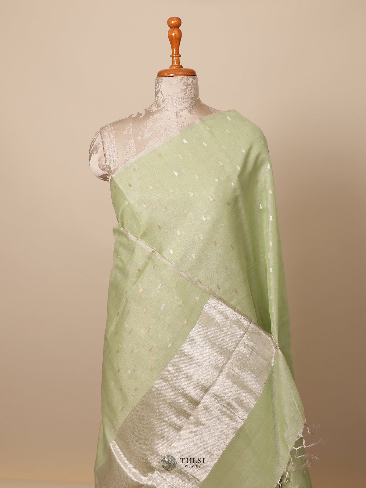 Light Green Chanderi Silk Saree