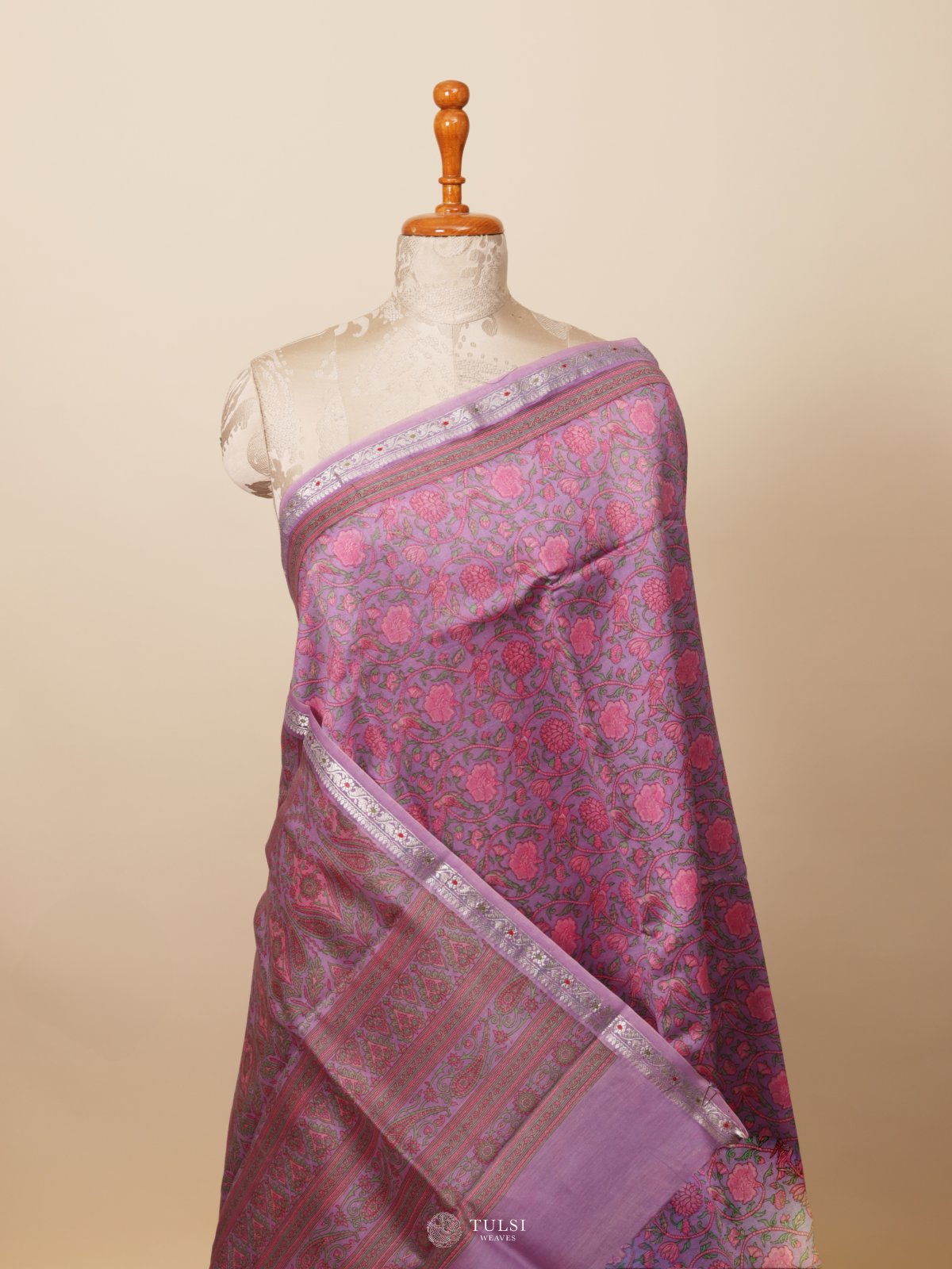 Lilac Chanderi Silk Saree