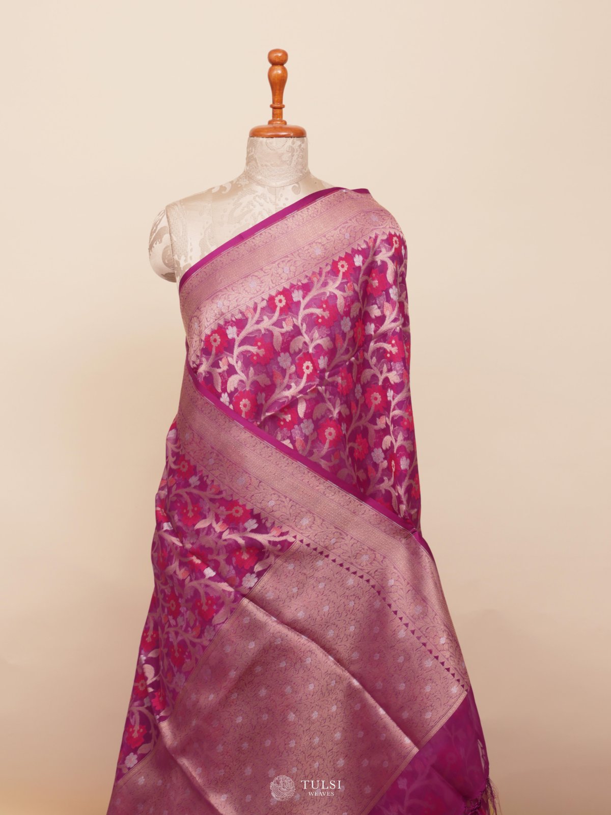 Purple Kora Silk Saree