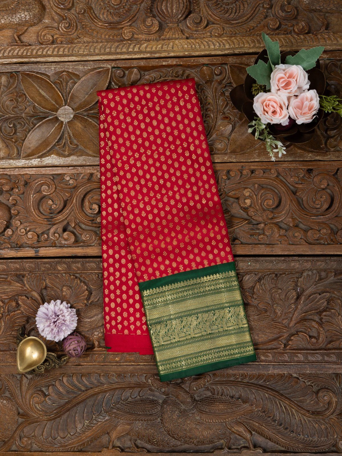 Red Kanjeevaram Silk Pavadai 