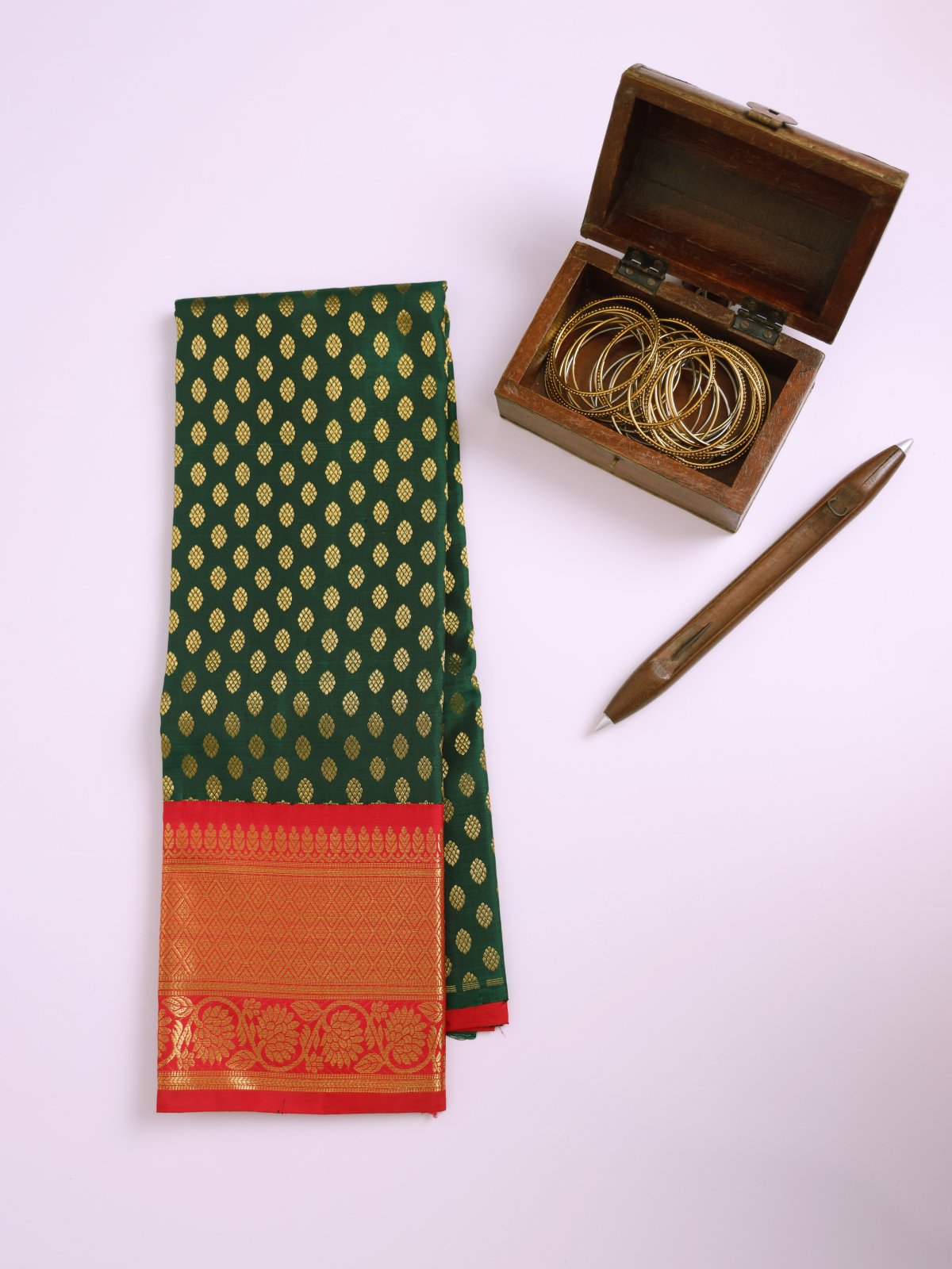 Dark Green Kanjeevaram Silk Pavadai