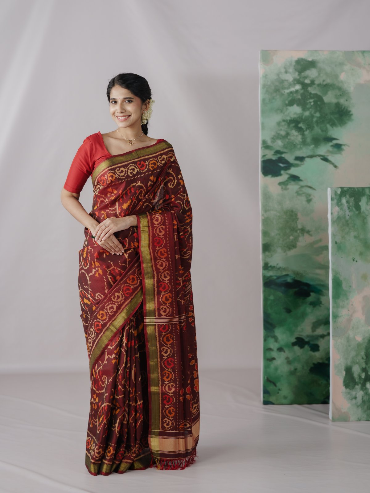Maroon Patola Silk Saree