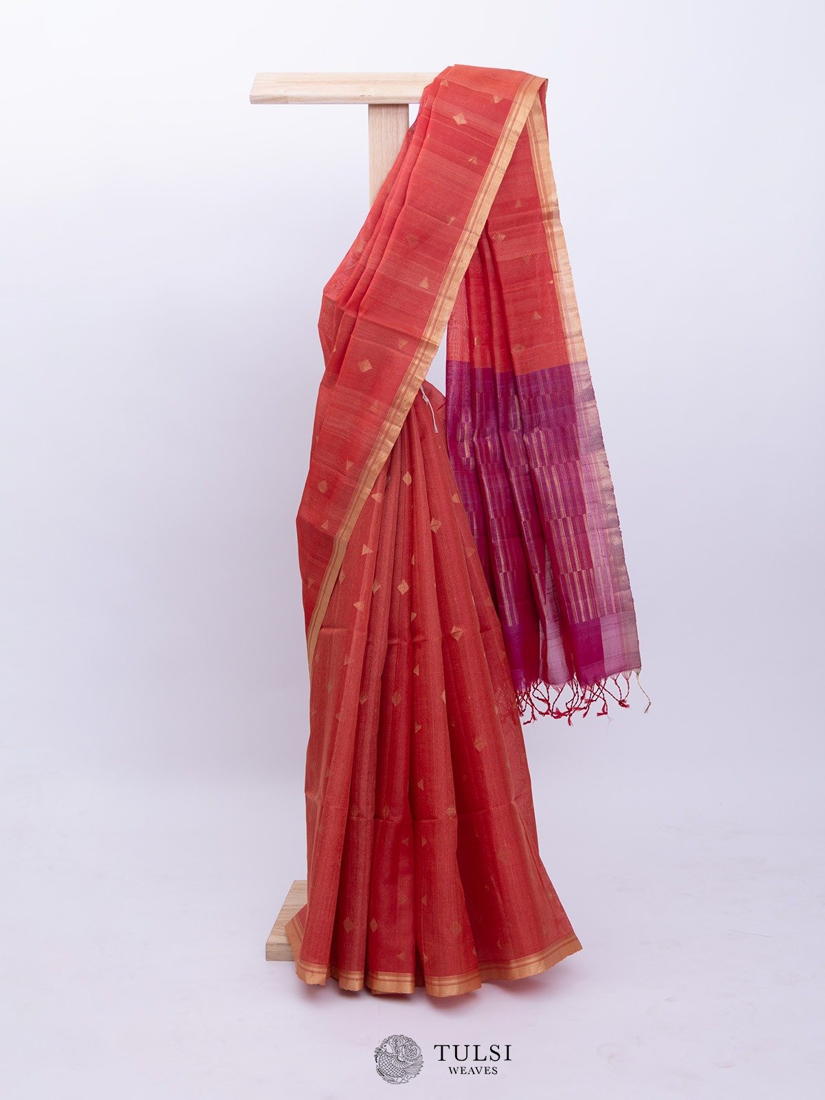 Orange Kora Silk Saree