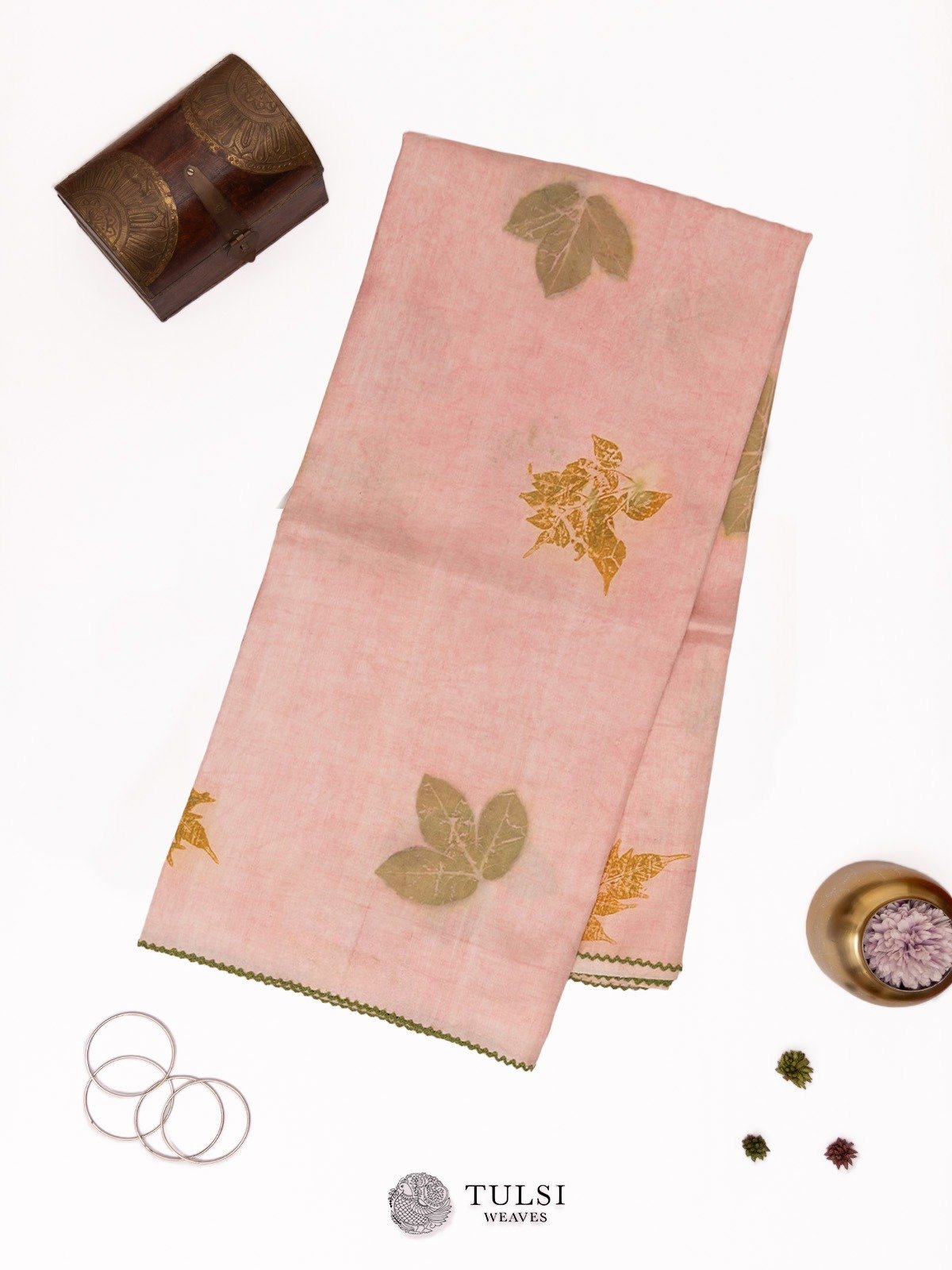 Light Pink Eco Print Silk Saree