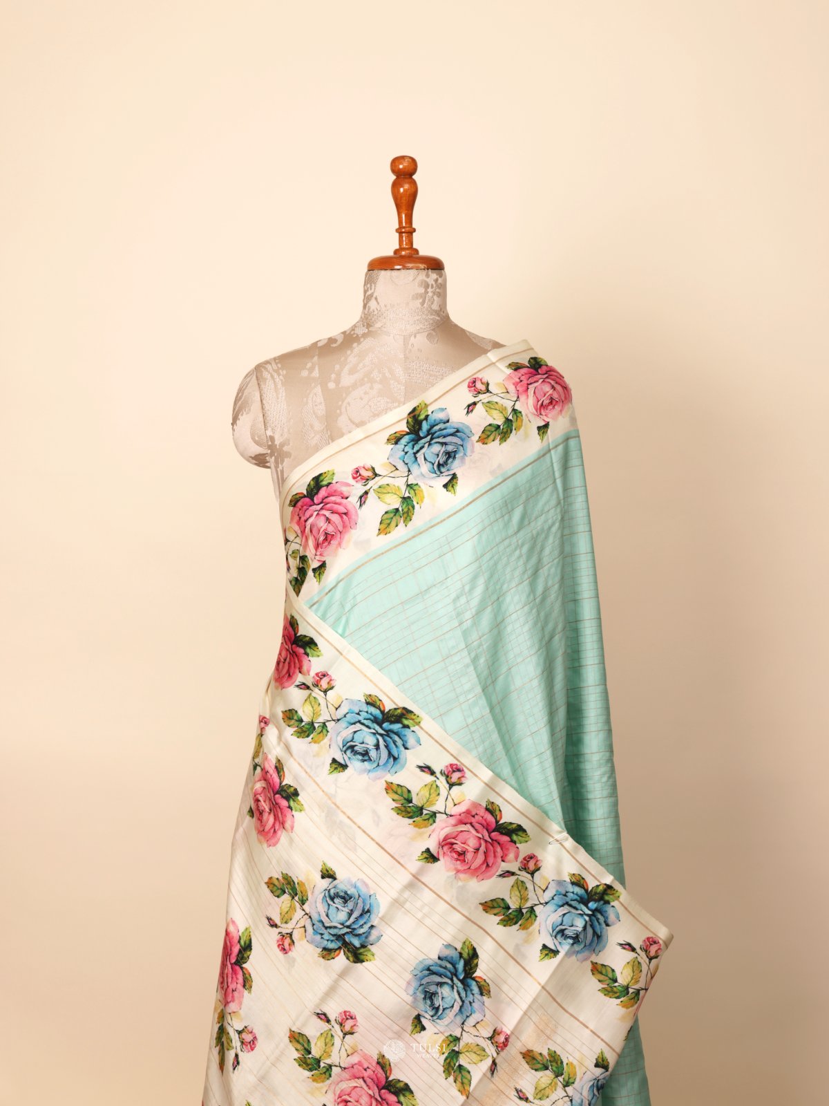 Sea Green Printed Kanjeevaram Silk Saree
