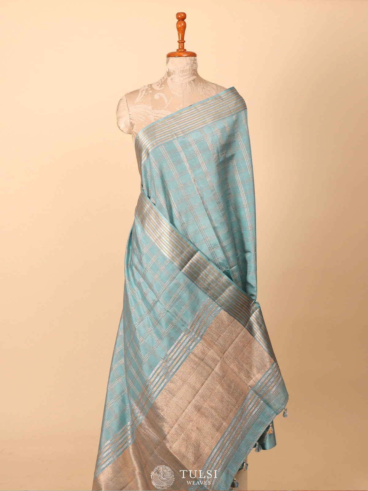 Cyan Mashru Silk Saree