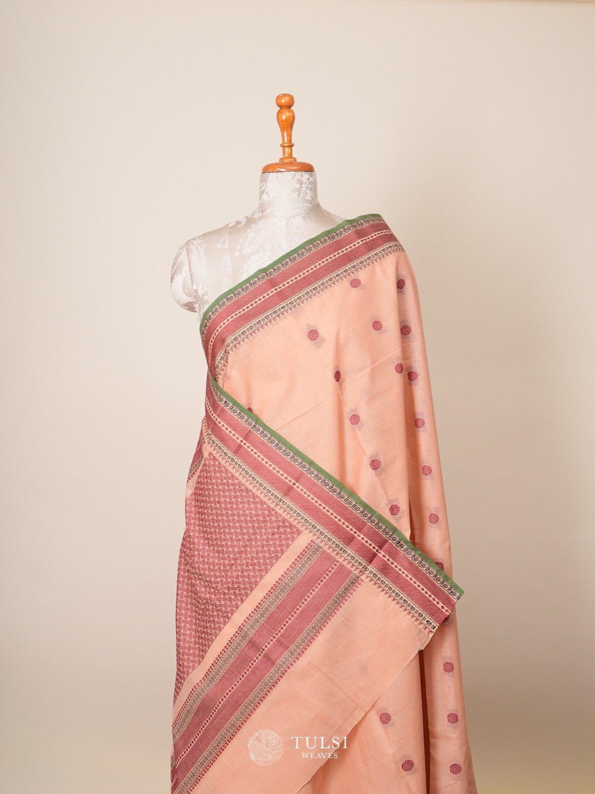 Light Peach Kanchi Cotton Saree