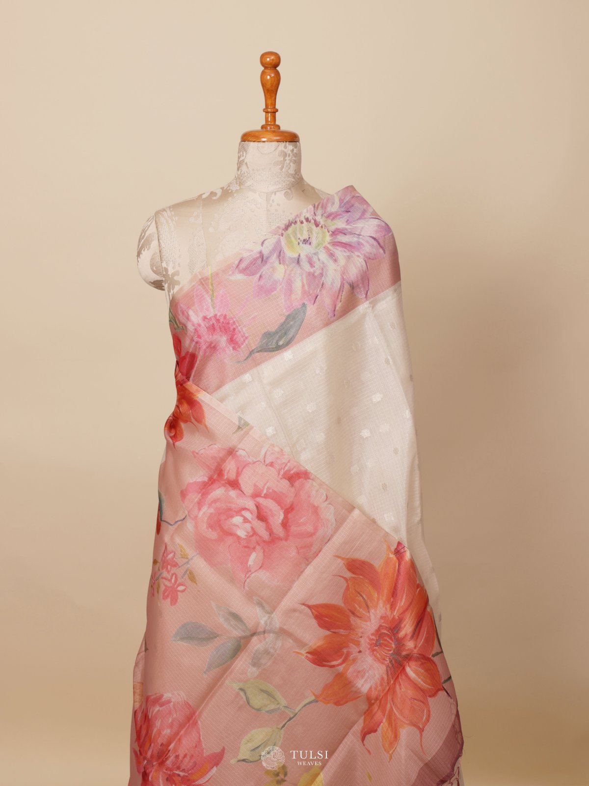 White Semi Kota Saree