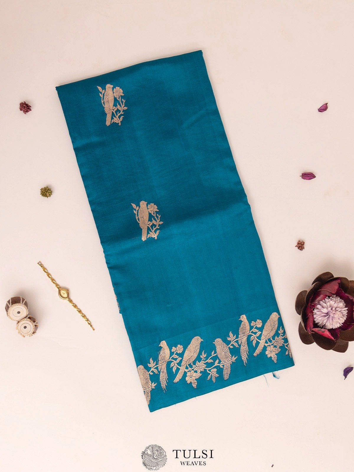 Teal Mashru Silk Saree