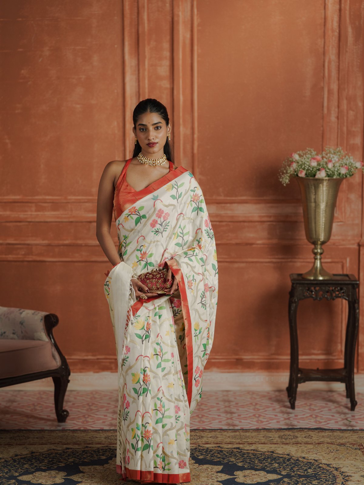 Curated 1 - Off White Paithani Silk Saree 