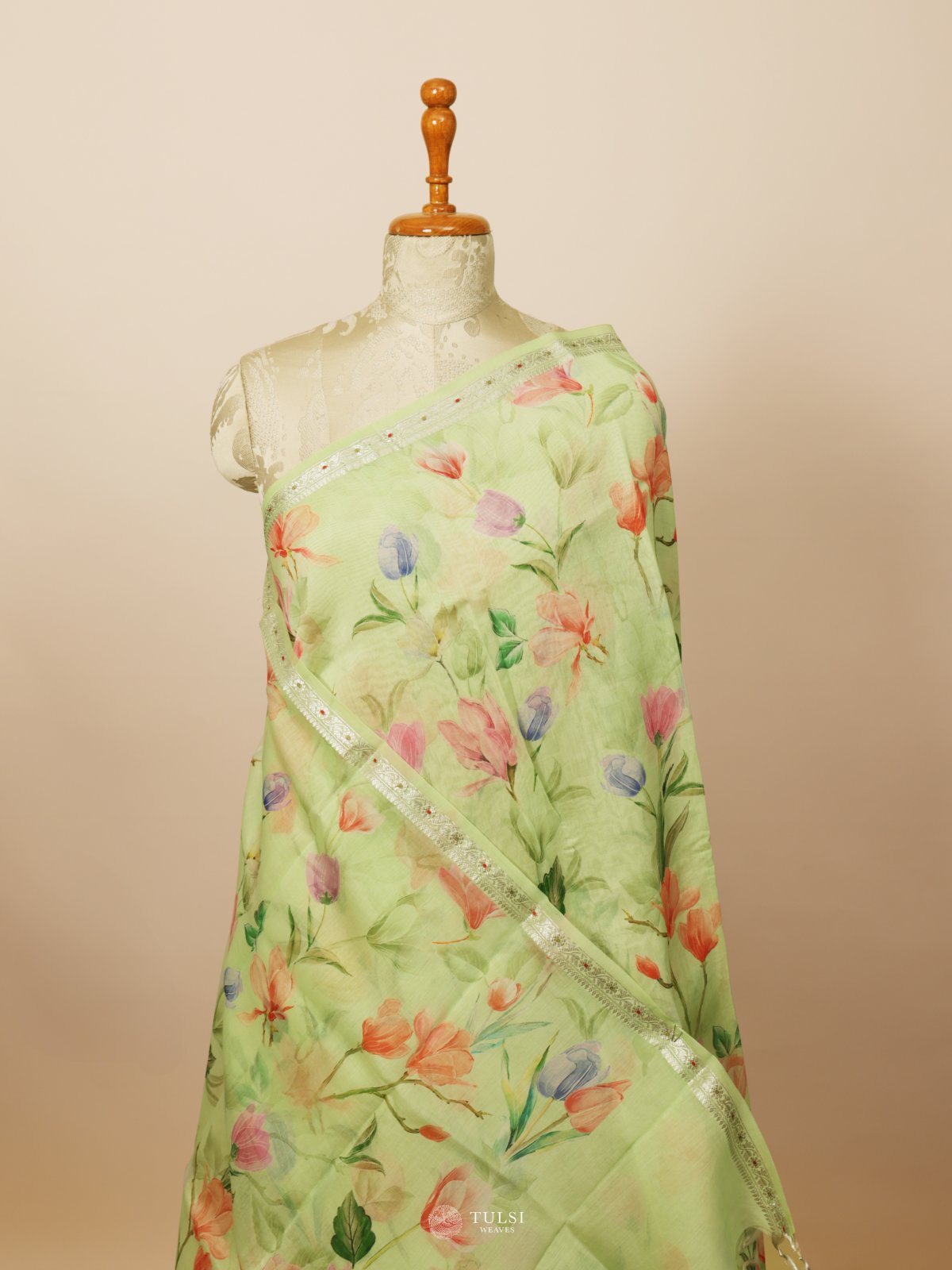 Light Green Chanderi Silk Saree
