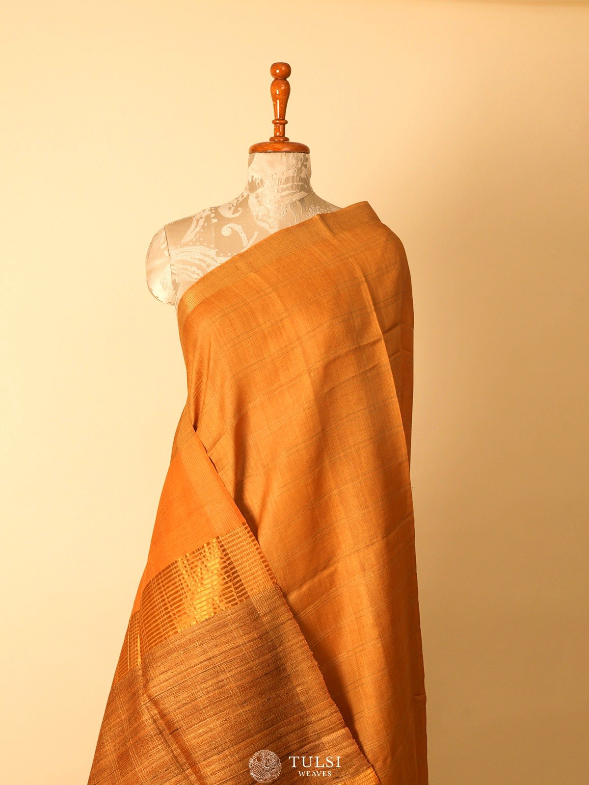 Mustard Orange Tussar Silk Saree