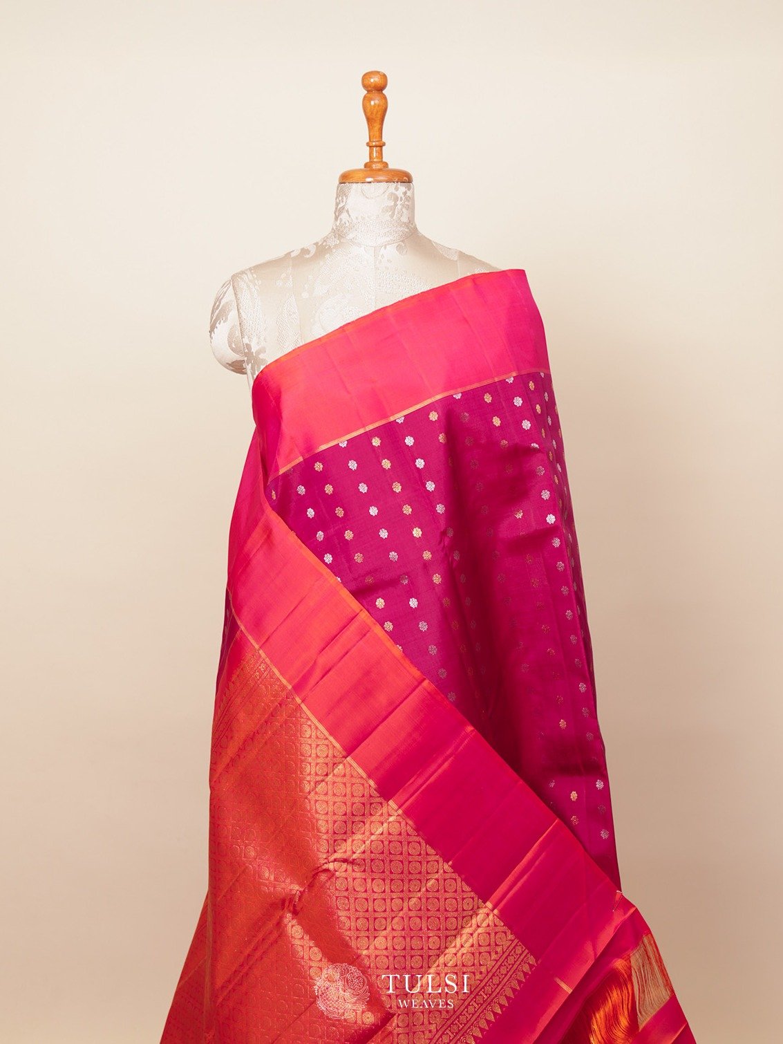 Dark Pink Kanjeevaram Silk Saree