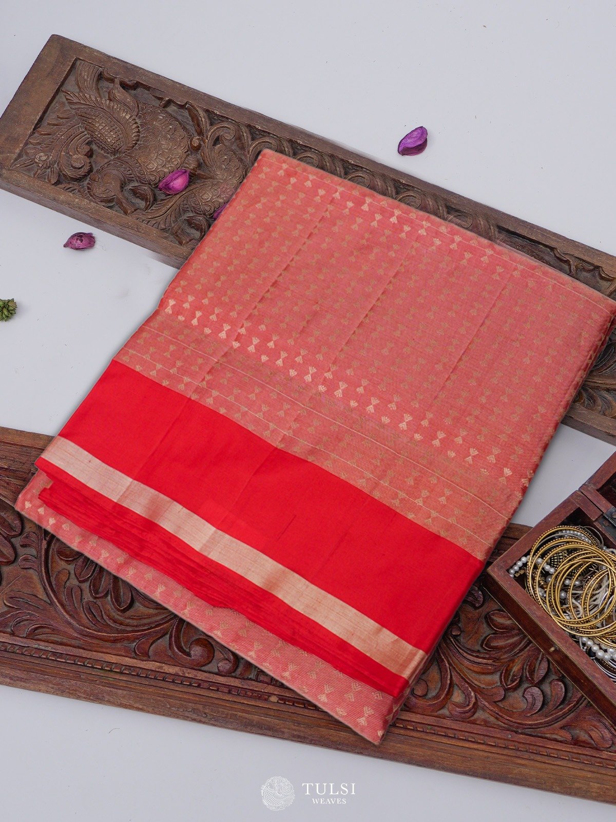 Orange-Red Soft Silk Tissue Saree 