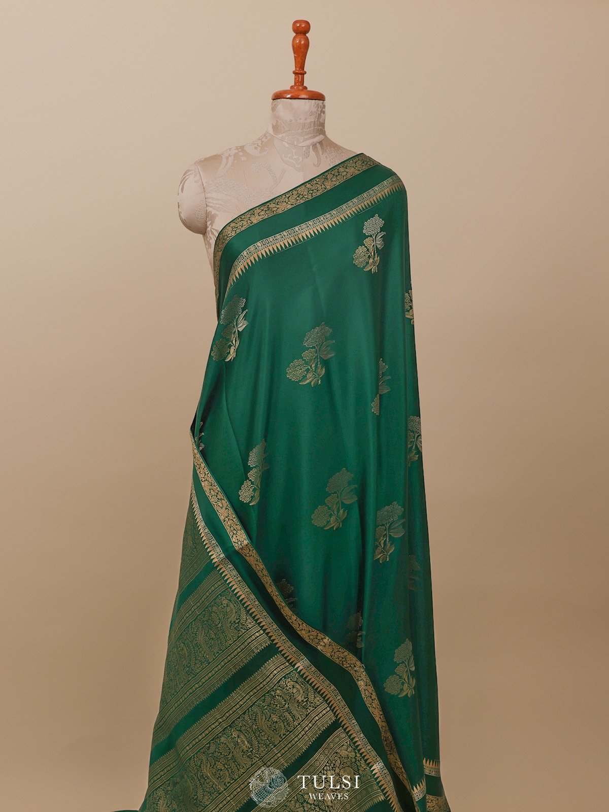 Dark Cyan Mysore Silk Saree