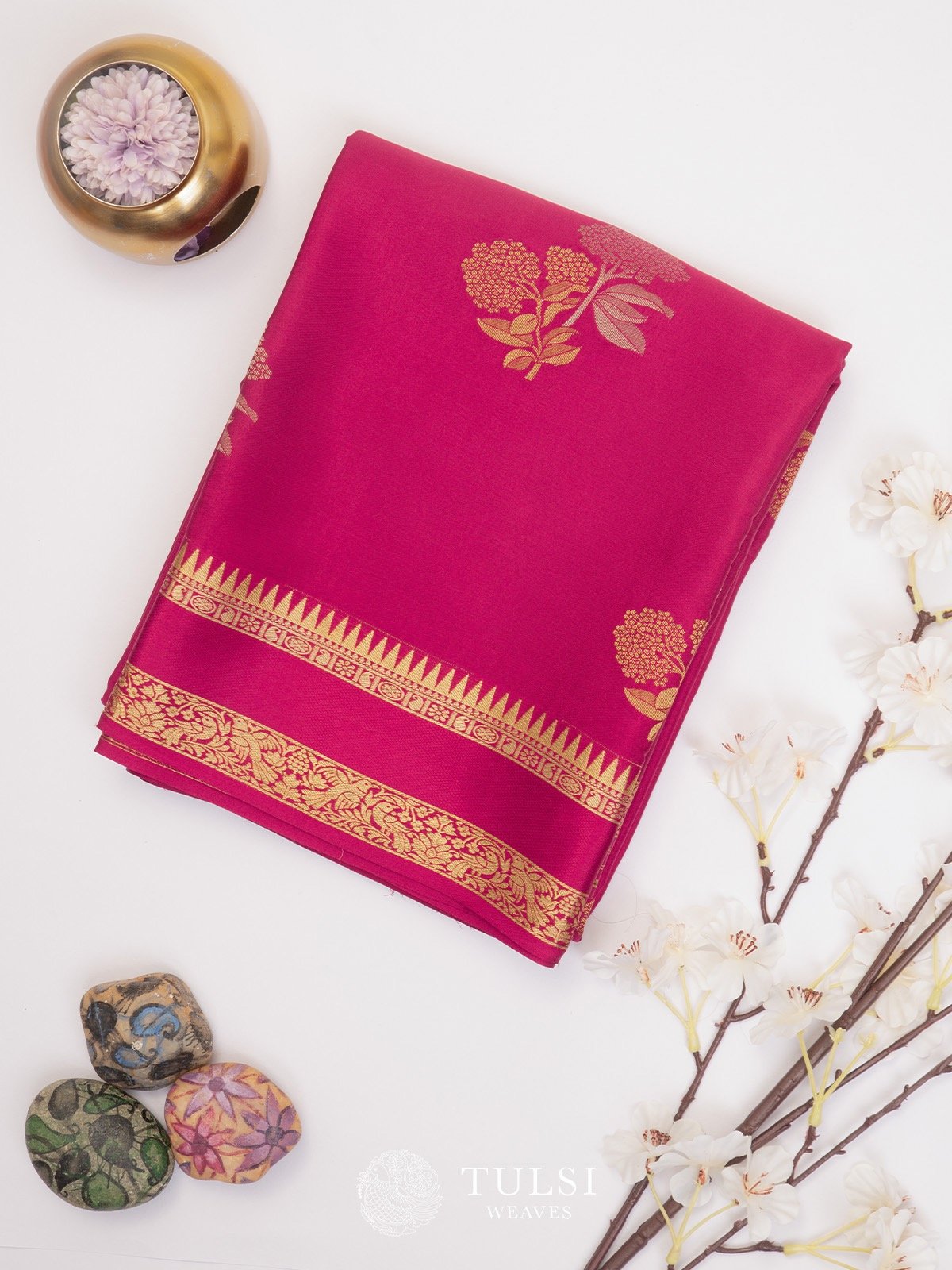 Reddish Pink Mysore silk saree