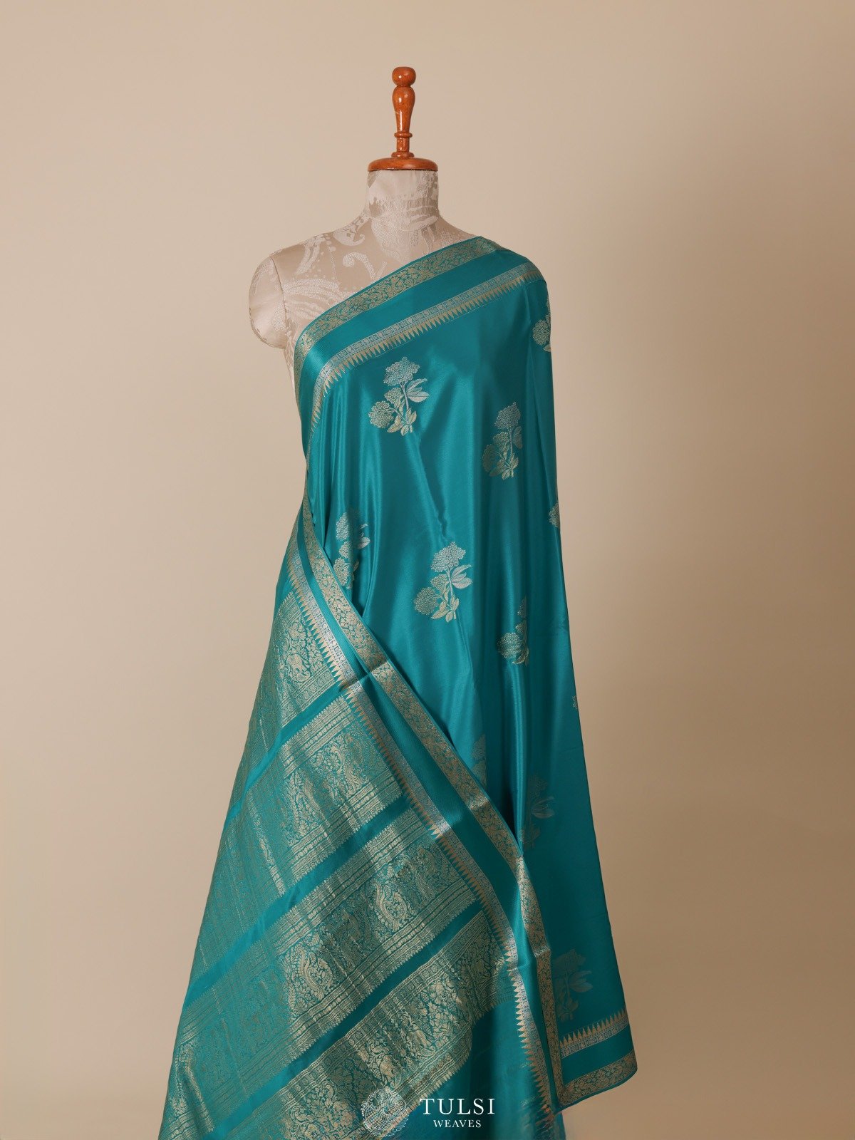 Teal Blue Mysore Silk Saree