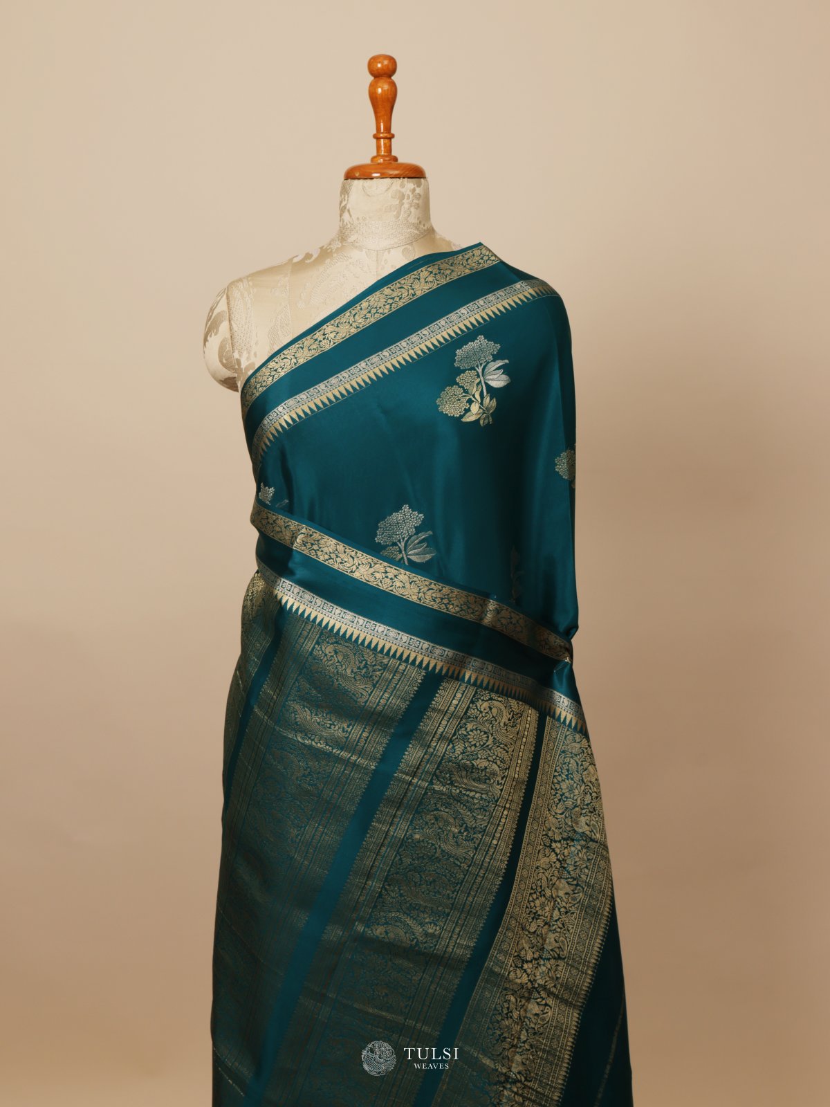 Peacock Green Mysore Silk Saree